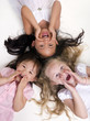 Three young girls growing up. Childhood, learning,