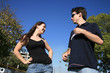 Photo: Young couple having fun outdoors Young couple having fun outdoors
