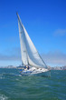 Beautiful yacht in San Francisco bay, the city on horizon Beautiful yacht in San Francisco bay, the city on horizon