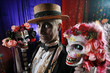 Creepy character in hay hat with a couple of hot skulls Creepy character in hay hat with a couple of hot skulls