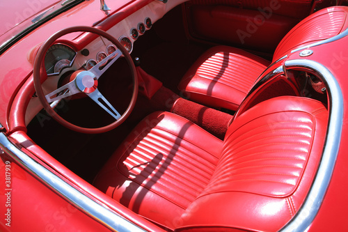Transport, Retro, Interior of the Salon of the Red Car 60-70's