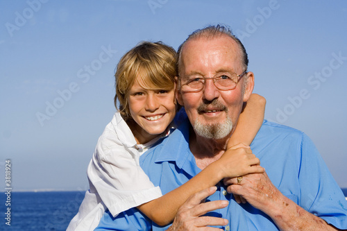 happy loving grandfather and grandson