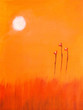 This is an abstract Painting of a red flower and the sun This is an abstract Painting of a red flower and the sun