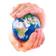 Earth In Hands Over White Back...