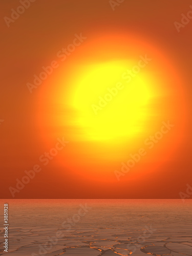 Illustration: Hot Summer Sun over Dried Crack Desert Hot Summer Sun over Dried Crack Desert