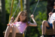 happy girl swinging