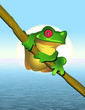 Green frog sitting on stem. Digital illustration. Green frog sitting on stem. Digital illustration.