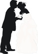 illustration with wedding couple silhouette
