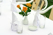 White tableware and roses