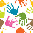 Seamless pattern, prints of hands of the child, vector