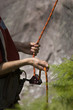 Security caribiners. Climbing gear of a climber