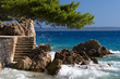Waves at the rocks in blue sea Coast of Brela Croatia 2007