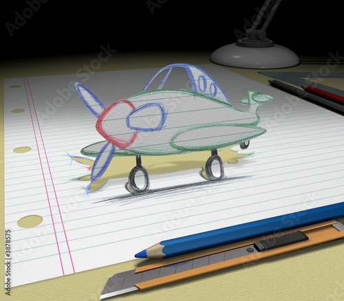 Illustration: Travel or Buying Airplane / Sketch your ideas and plans. Travel or Buying Airplane / Sketch your ideas and plans.