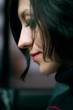 portrait of beautiful woman, focus is on lips and eyelashes