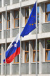 European and slovenian flag, Ljubljana, Slovenia, Europe