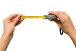 Woman hold tape-measure.