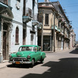 the car is parked in old havana downtown