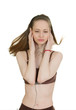 Girl enjoy listening the music on her mp3 player Girl enjoy listening the music on her mp3 player