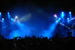 Photo en ligne au meilleur prix Cheering crowd at concert, musicians on the stage