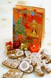 Christmas still life with  gingerbread and presents