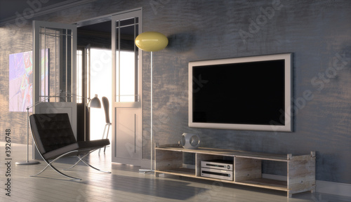 Modern interior with plasma screen