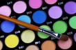 A make-up multi colored palette close up.