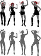 four young women dancing four young women dancing