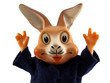 Retro plastic bunny smiling with arms up