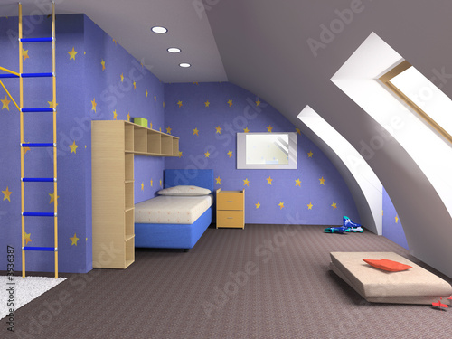 Loft Design on Photo  Childroom Modern Design In Loft Apartment  3d Image     Victor