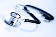 Beautiful silver stethoscope with reflection and blue tint