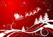 Christmas background with santa and deers, vector