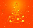 Christmas background with stylized tree and baubles, vector