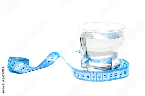 Glass with measuring tape.
