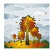 Landscape with  trees, vector