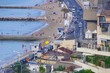 Plage de cannes avec jetées dans la mer Plage de cannes avec jetées dans la mer