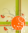 Grunge paint flower background with blots, vector illustration