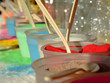 multicolored sand bottle stand