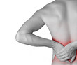 young male holding his back in pain