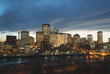 Downtown Calgary city lights at dusk