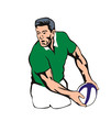 Rugby player passing ball Ireland