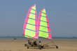 Sand yachting on Normandie beach Sand yachting on Normandie beach