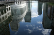 dockland's skyline reflected in water