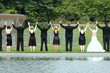 Wedding day reception on the outside lawn.