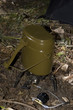 Millitary mess kit on gas-stove burner Millitary mess kit on gas-stove burner