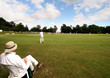 Spectator watching a game of English Cricket