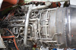 Jet engine at aircraft  in the hangar