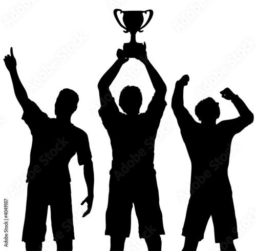 Trophy Winners Celebrate Sports Victory
