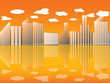 city with reflection orange 2