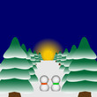 Two snowmen watching the sunset