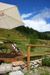 Mountain, chairs and umbrella